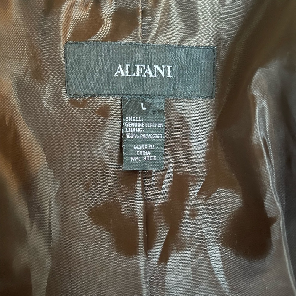 Alfani Brown Leather Jacket Size Large - Picture 7 of 7